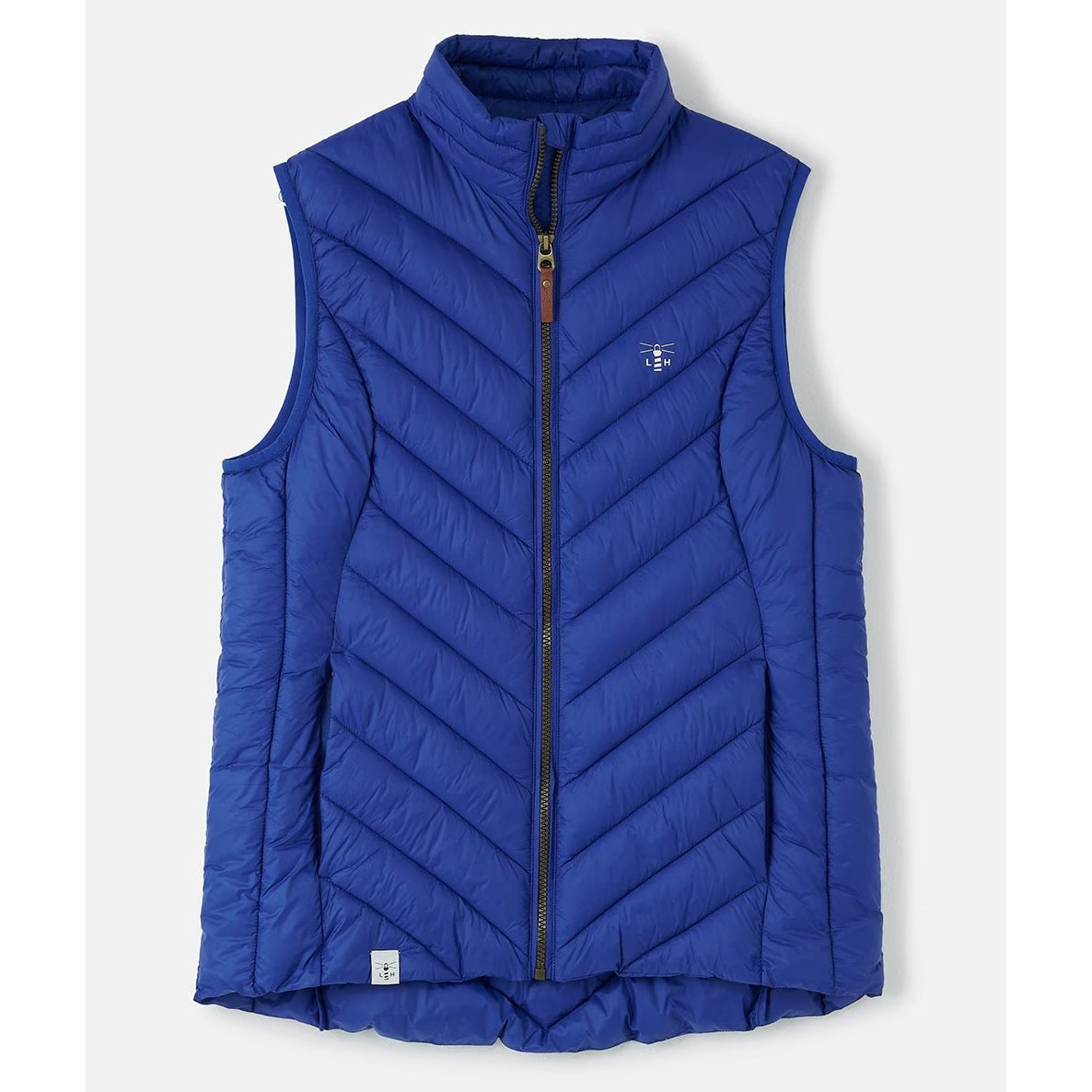Front view of a Lighthouse padded Laurel Gilet in Indigo Blue.