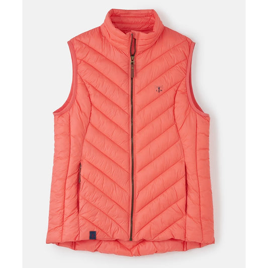 Front view of a Lighthouse padded Laurel Gilet in Sugar Coral.