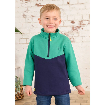 Lighthouse Kids RileyZip Neck Sweatshirt Pea Green Navy