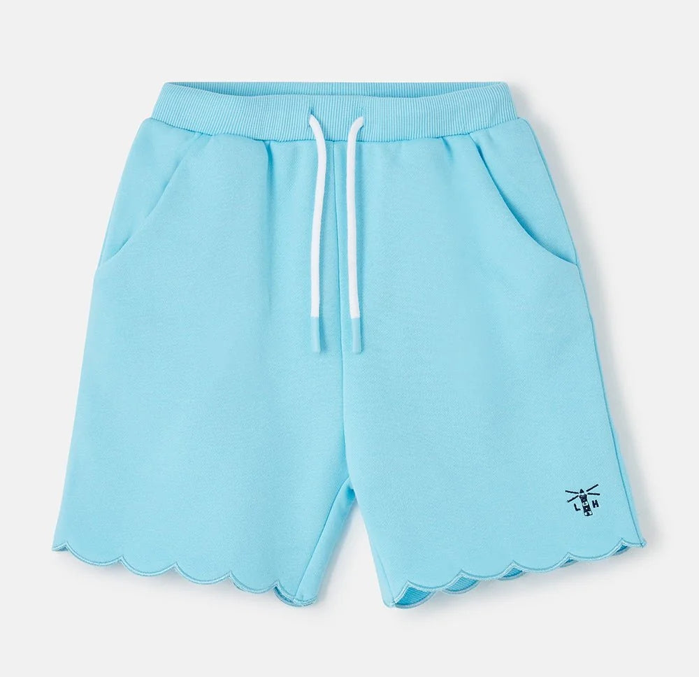 Lighthouse kids shorts blue with scalloped hem and drawstring waist for comfortable wear