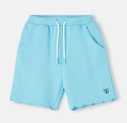 Lighthouse kids shorts blue with scalloped hem and drawstring waist for comfortable wear