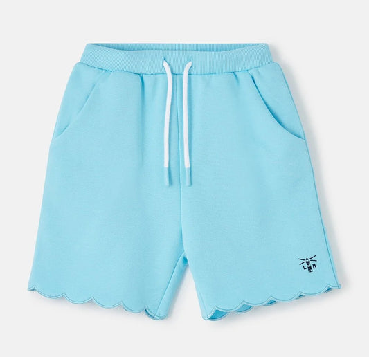 Lighthouse kids shorts blue with scalloped hem and drawstring waist for comfortable wear