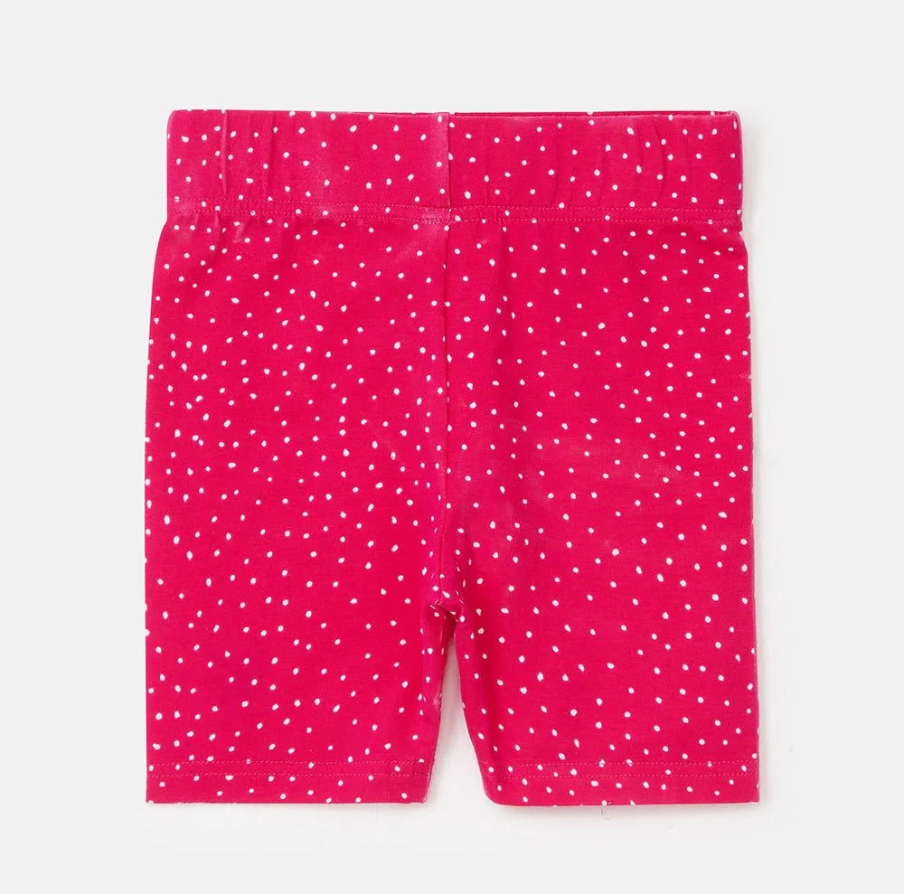 Lighthouse Kids Shorts pink dot pattern with elastic waistband in bright pink for children