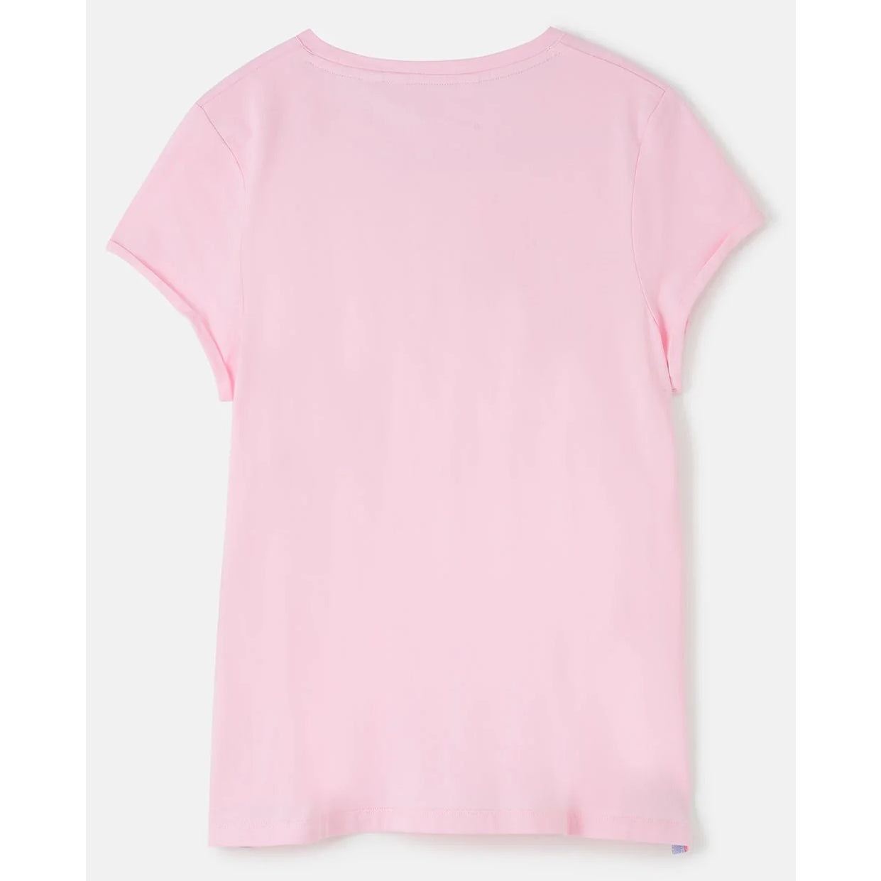 Back view of a womens Lighthouse short sleeve Causeway t-shirt in pale pink on a white background