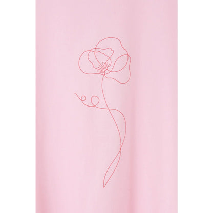 Minimalist print of a flower on a pale pink Lighthouse womens t-shirt