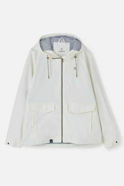 Lighthouse womens Coconut jacket in white with hood and front pockets for casual wear