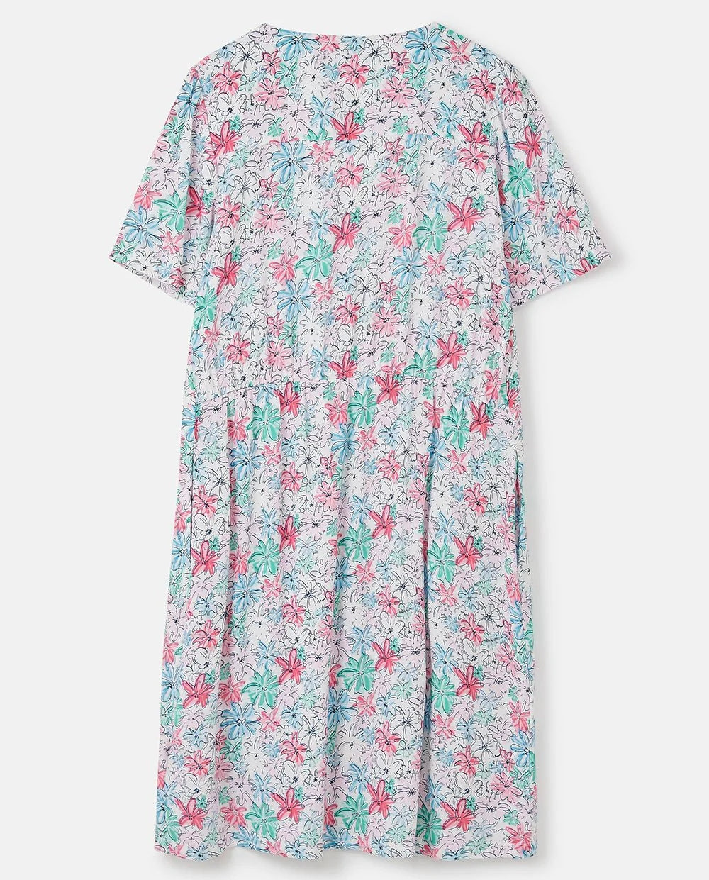 Lighthouse womens floral dress with colorful pink and blue flower pattern on light background