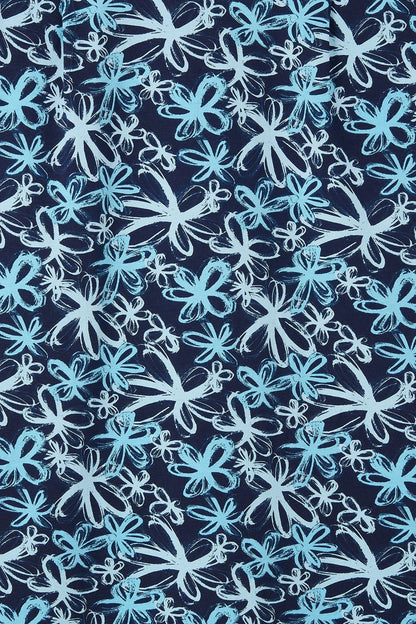 Lighthouse womens floral dress navy fabric with blue and white abstract flower pattern