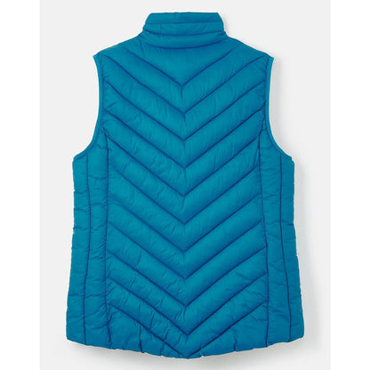 Back view of a womens Lighthouse Laurel padded gilet in Teal Blue on a white background