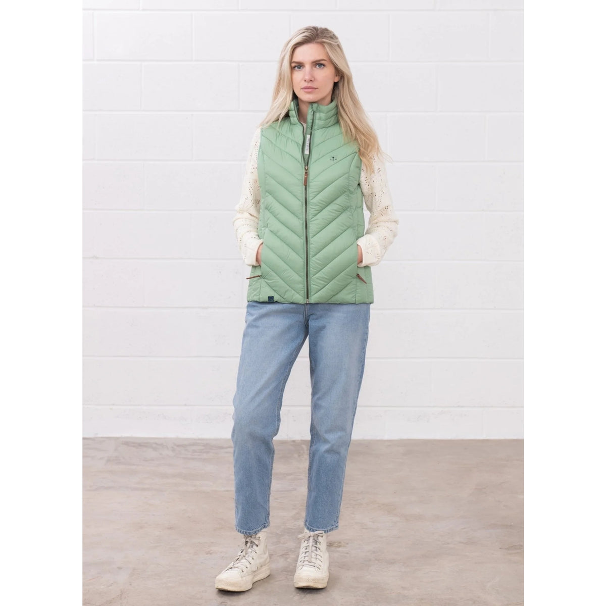Lighthouse Womens Laurel Padded Gilet in Soft Sage Green