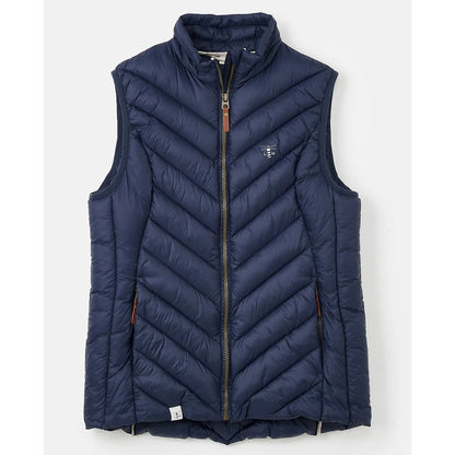 Womens navy blue Lighthouse Laurel puffer gilet on a white background