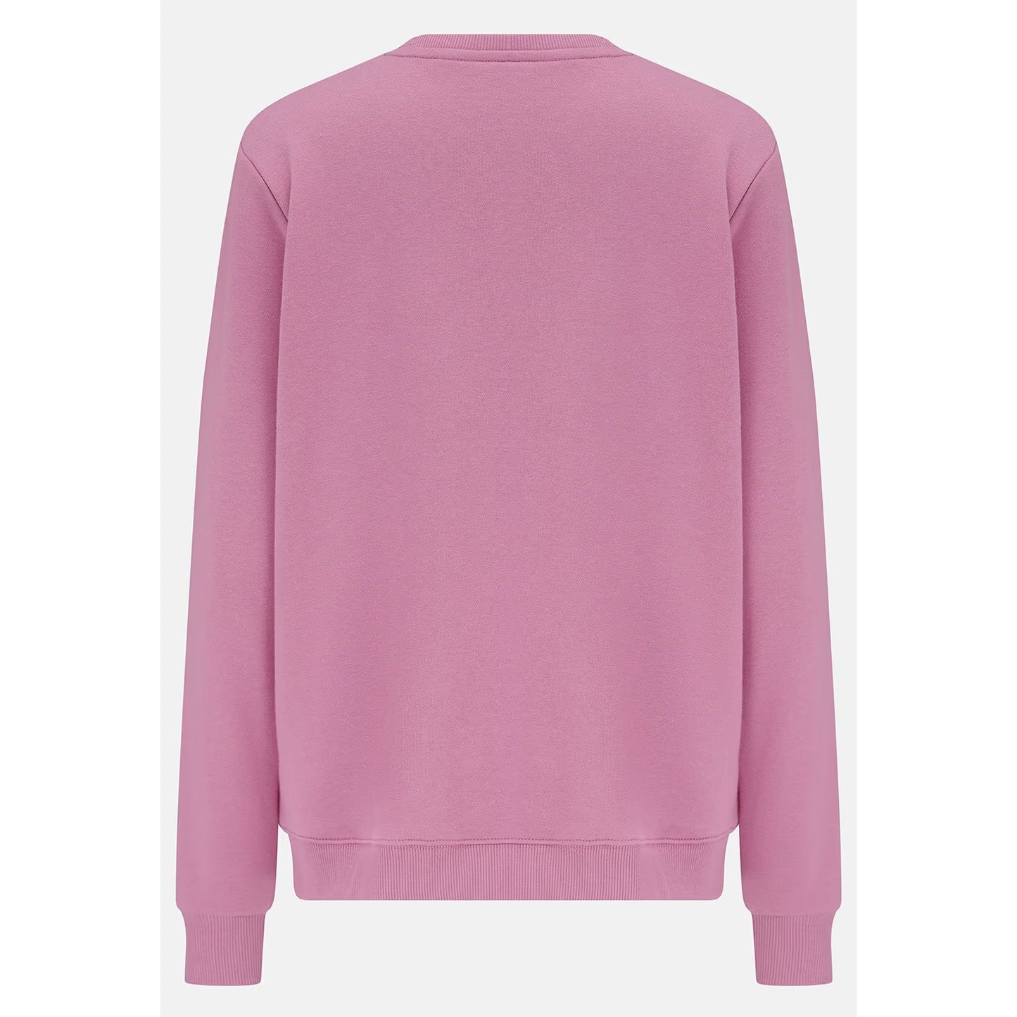 Back view of a women's Lighthouse Seaside crew neck sweatshirt in pink.