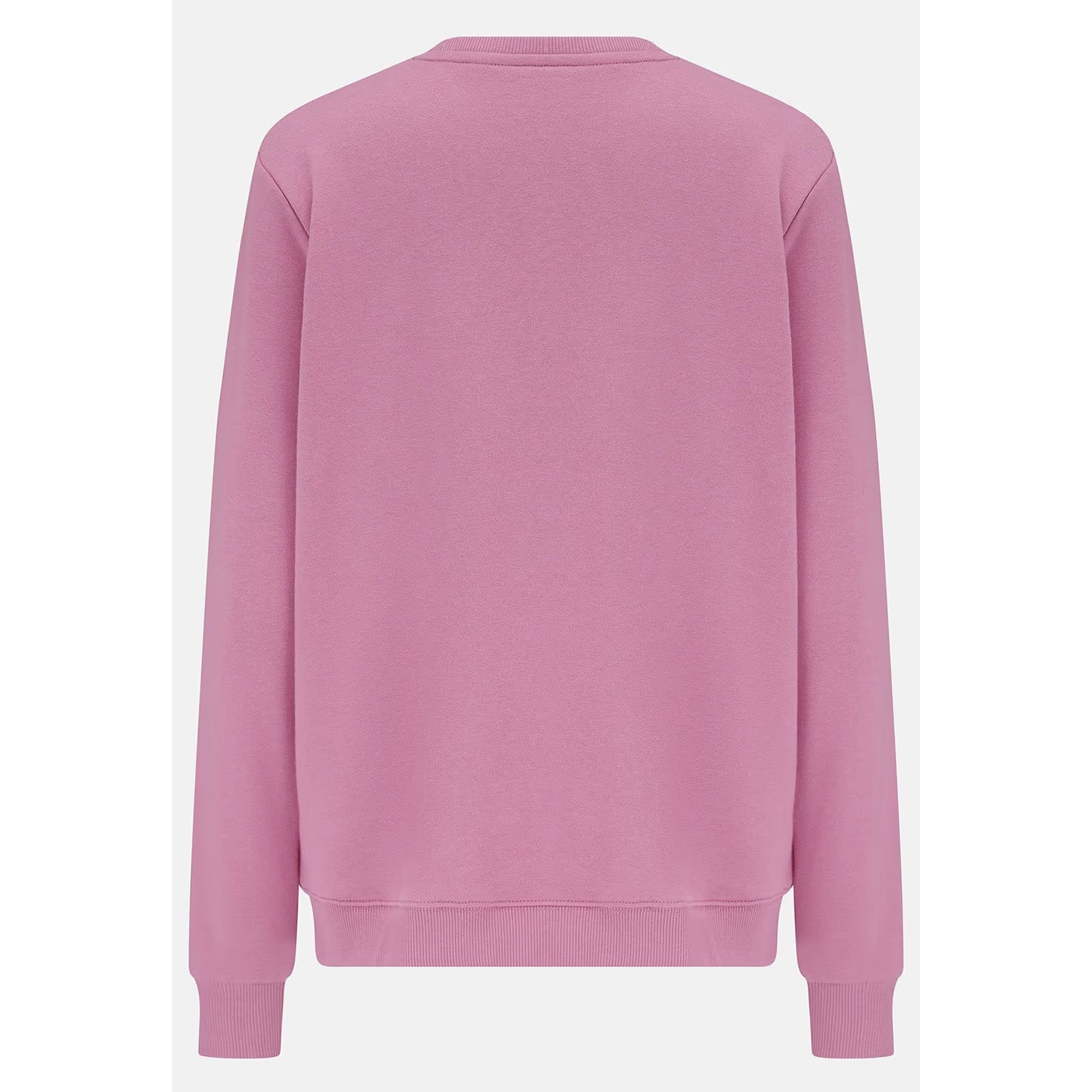 Back view of a women's Lighthouse Seaside crew neck sweatshirt in pink.