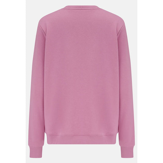 Back view of a women's Lighthouse Seaside crew neck sweatshirt in pink.