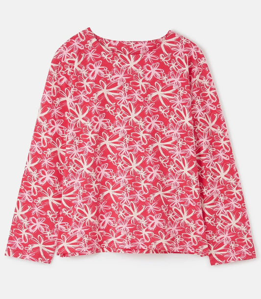 Lighthouse womens Raspberry Floral Tee with long sleeves and pink floral pattern
