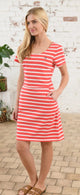 Lighthouse Womens Lydia Short Sleeve Dress in Watermelon Red Stripe