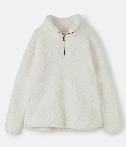 White Lighthouse womens zip fleece with half zipper and cozy soft texture