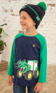 Lighthouse Kids Mason Long Sleeve Front Loader Tractor Print Tee Green