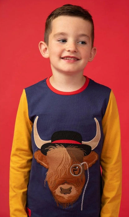 Lighthouse Kids Oliver Long Sleeve Tee - Angus Highland Cow