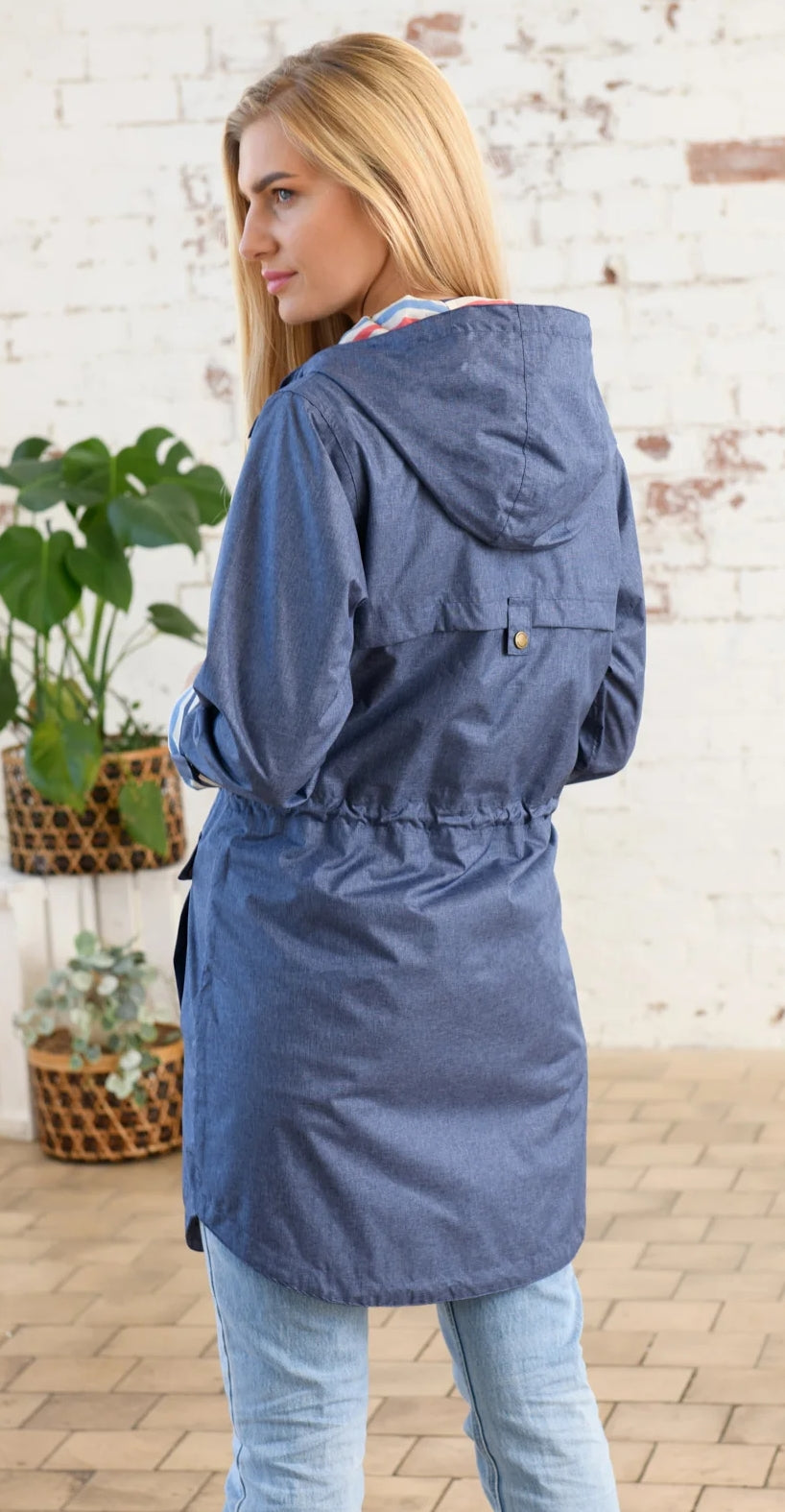 Women's Alice style waterproof rain jacket from Lighthouse in Denim Blue.