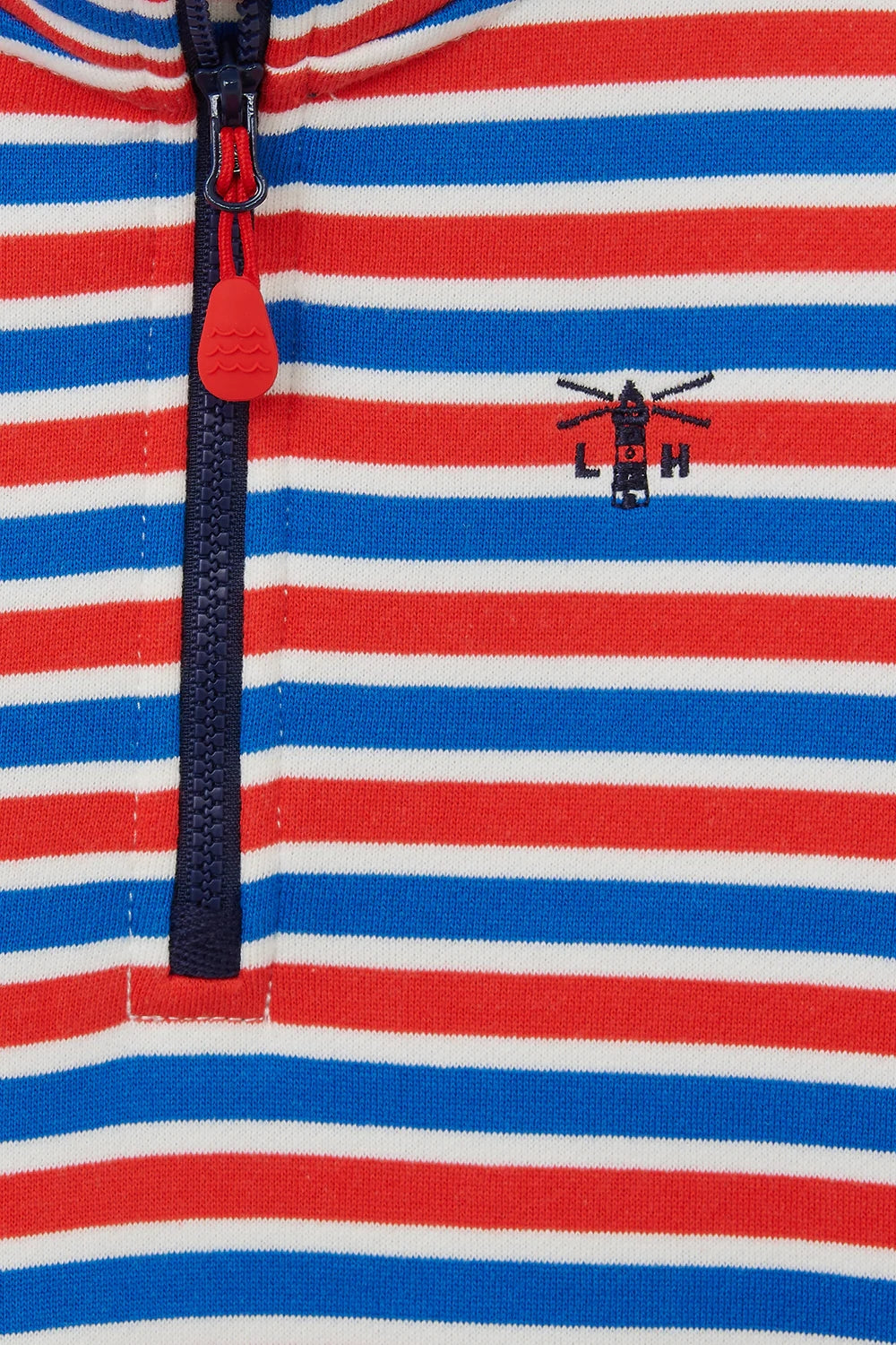 Lighthouse Kids Riley Half Zip Stripe Sweatshirt - Blue / Red Stripe