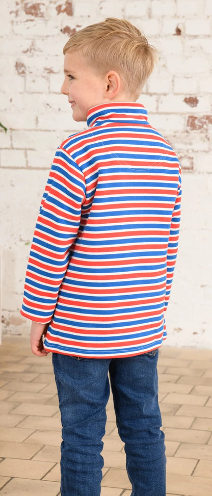 Lighthouse Kids Riley Half Zip Stripe Sweatshirt - Blue / Red Stripe