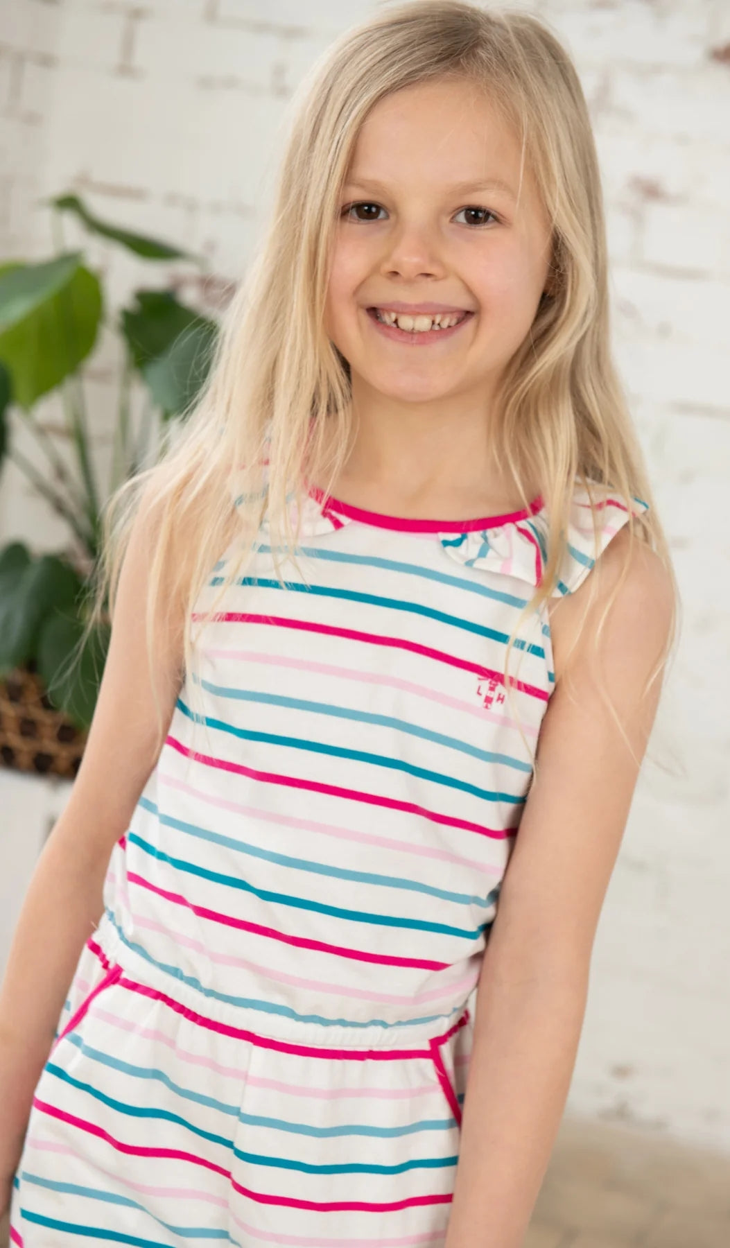 Lighthouse Kids Penelope Playsuit - Blue Pink Stripes