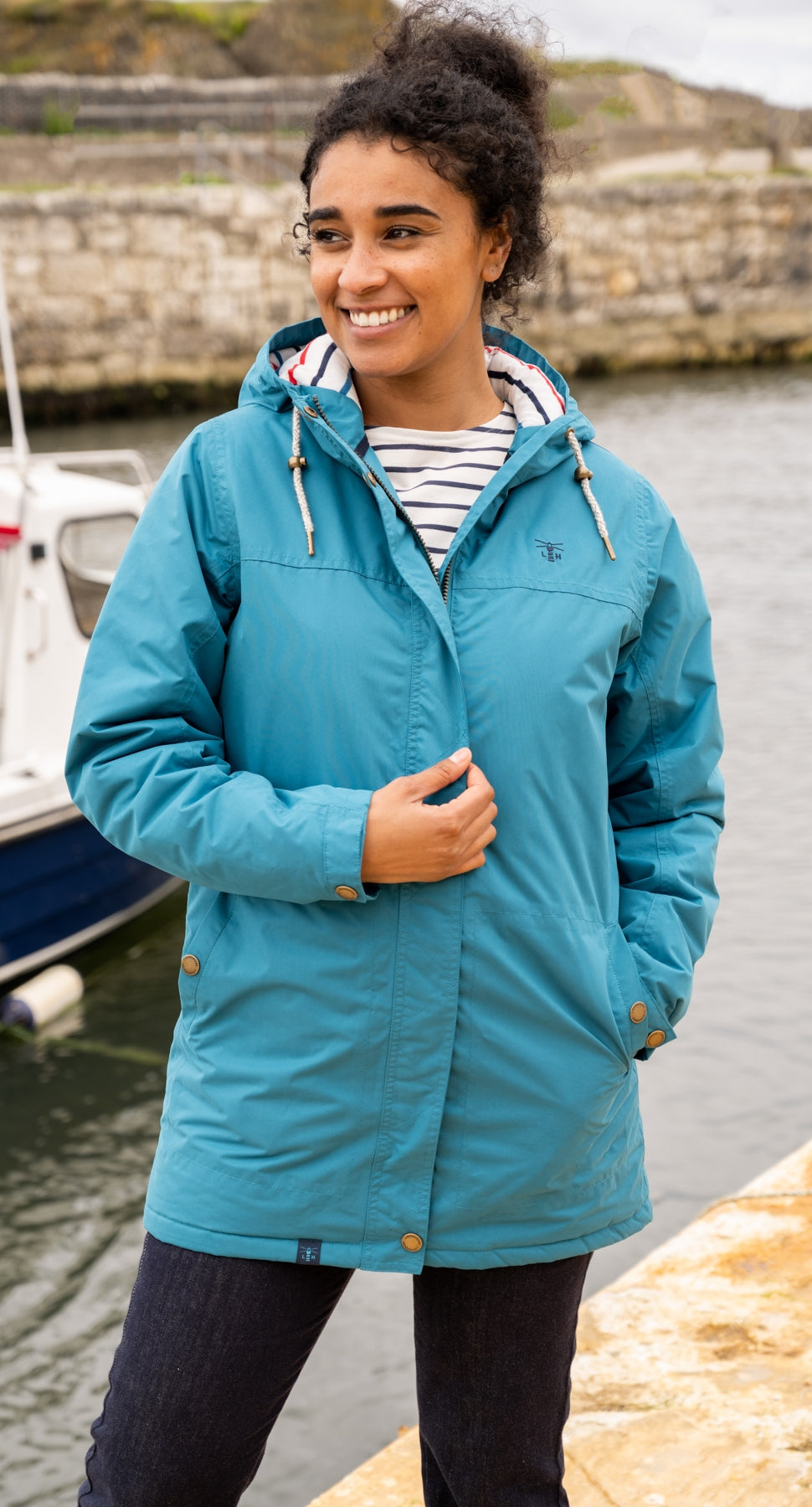 Lighthouse women's Eva Long padded waterproof coat in Peacock.