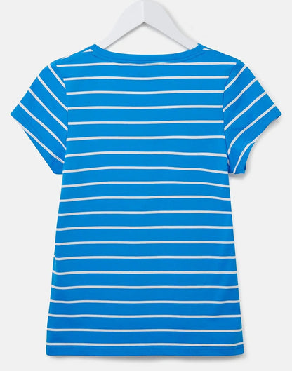 Lighthouse Womens Ariana V-Neck T-Shirt - Azure Blue Stripe