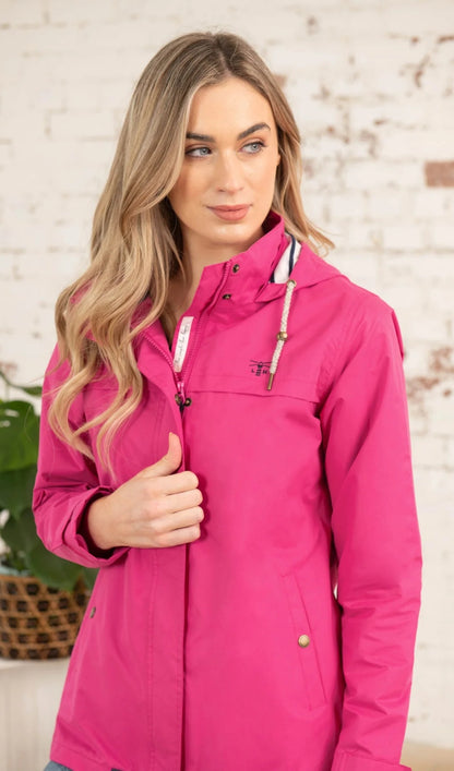 Women's Lighthouse hooded Beachcomber waterproof coat in Pink.