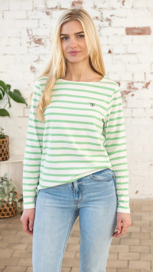 Lighthouse Womens Causeway Breton Top - Pistachio Stripe