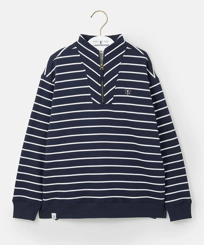 Lighthouse Womens Coral Funnel Neck Half Zip Jersey - Navy Stripe