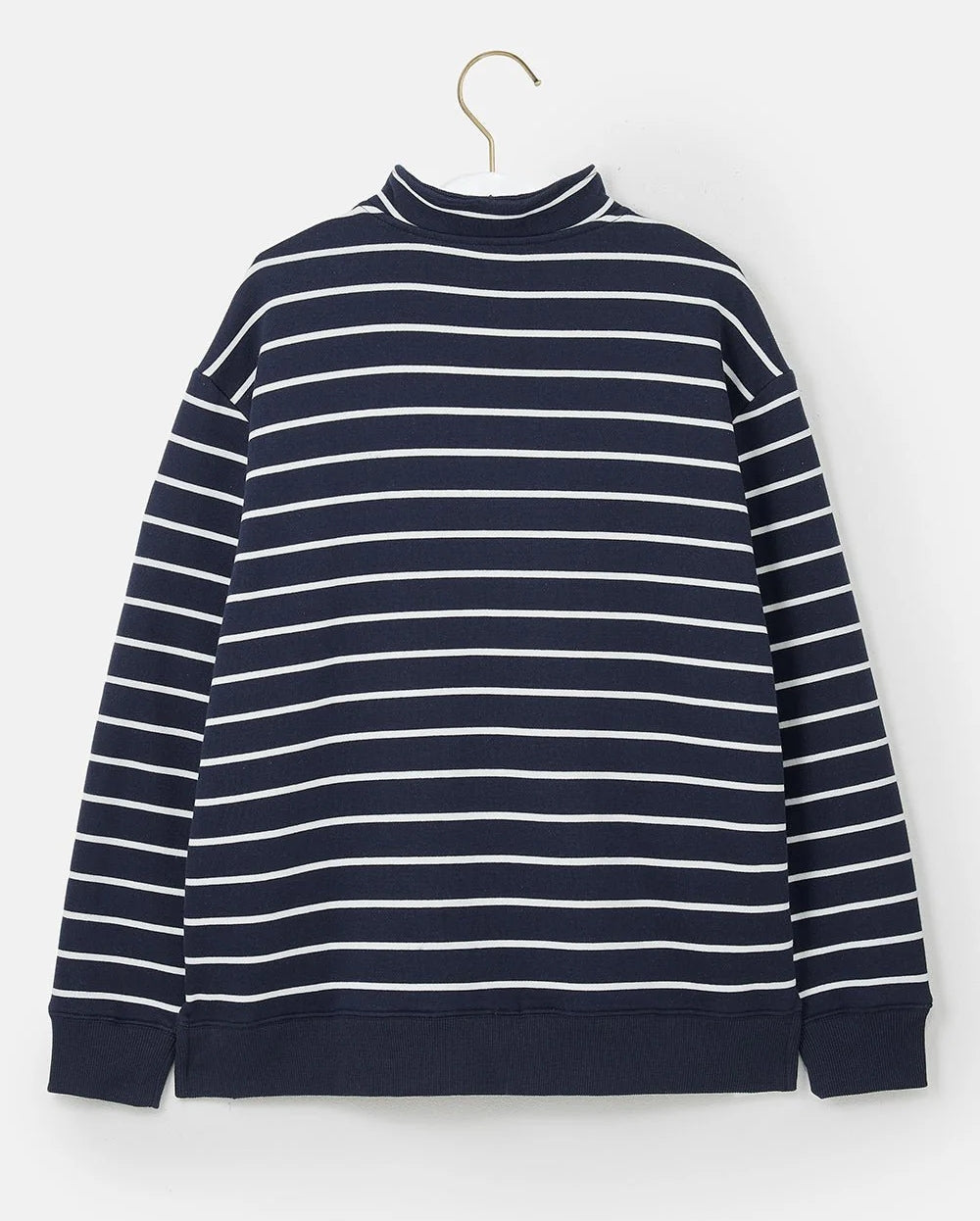 Lighthouse Womens Coral Funnel Neck Half Zip Jersey - Navy Stripe