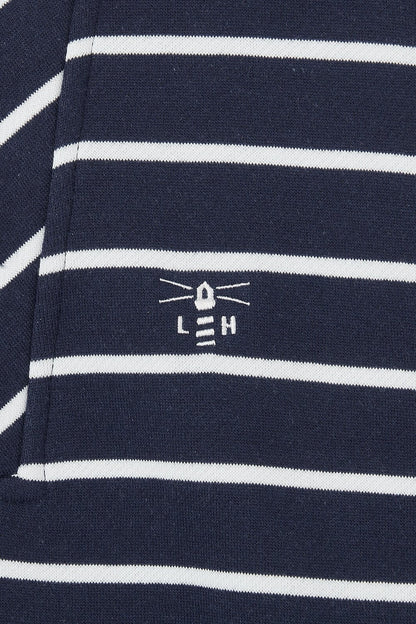 Lighthouse Womens Coral Funnel Neck Half Zip Jersey - Navy Stripe