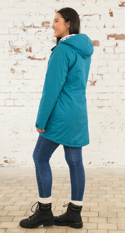 Peacock women's waterproof Eva Long rain jacket from Lighthouse.
