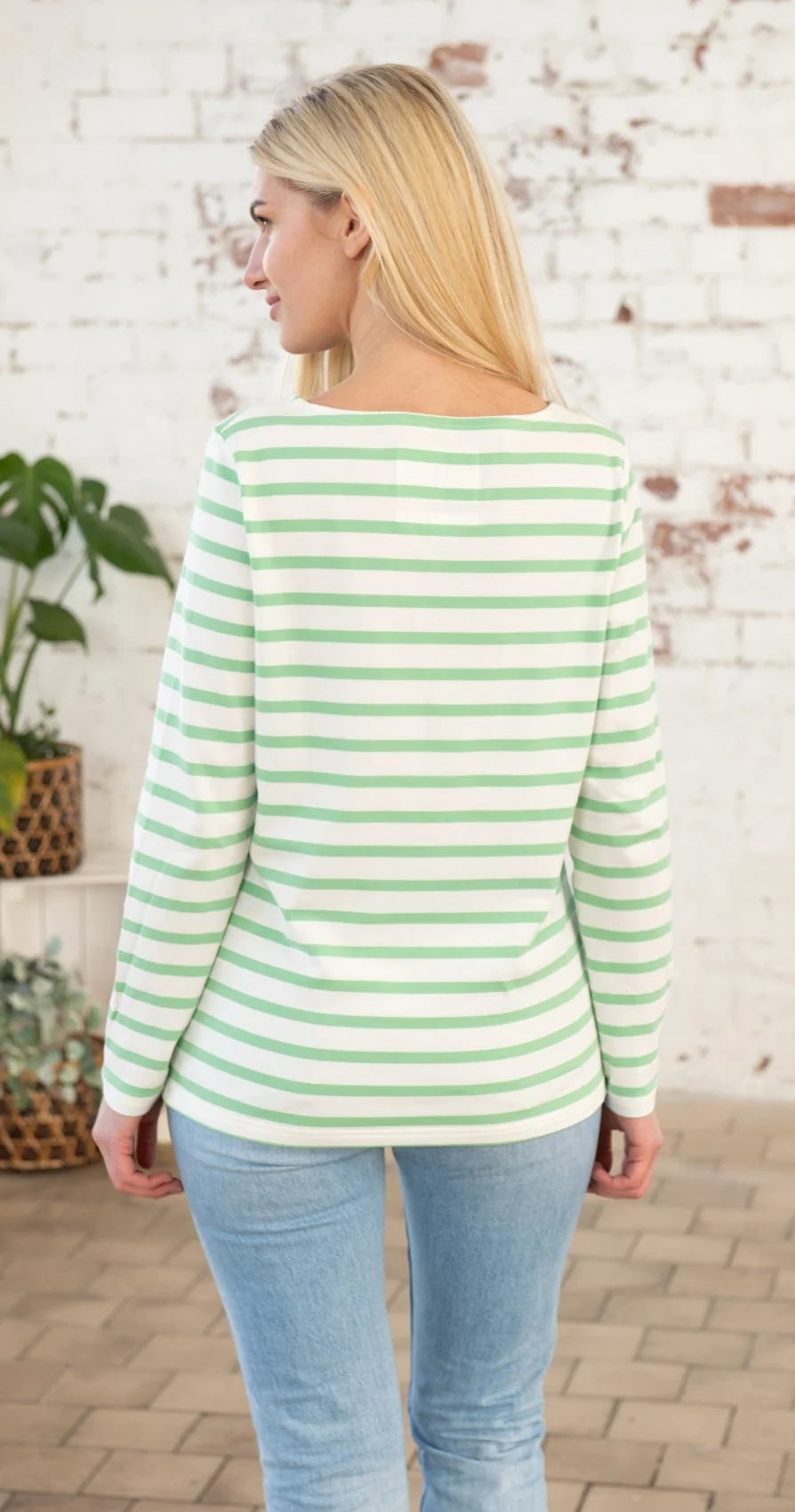 Lighthouse Womens Causeway Breton Top - Pistachio Stripe