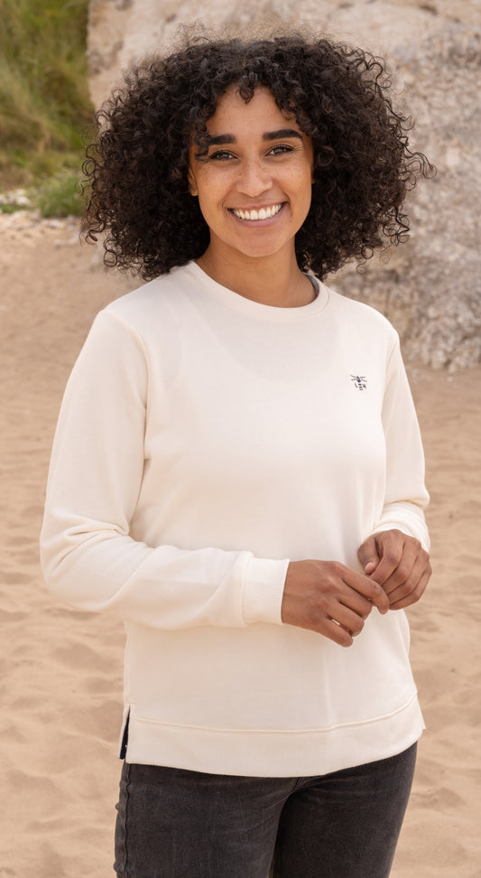 Women's Lighthouse Seaside plain crew neck sweatshirt in Coconut.