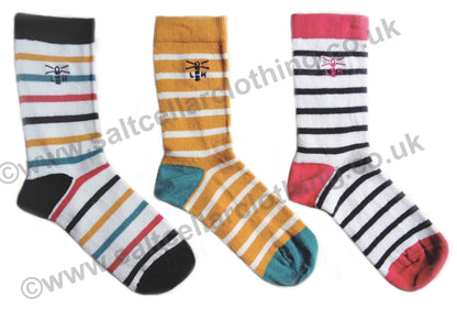 Lighthouse Womens 3 Pack Stripe Socks