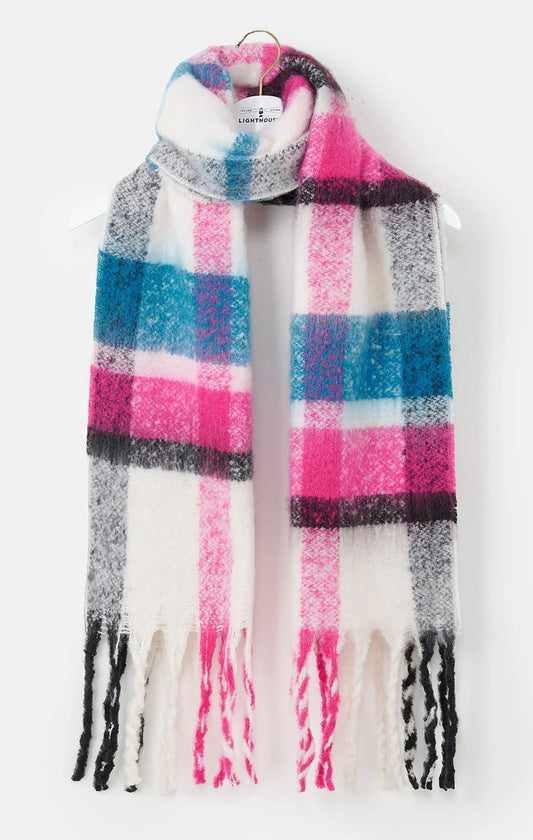 Lighthouse Check Scarf - Blue / Pink / Black