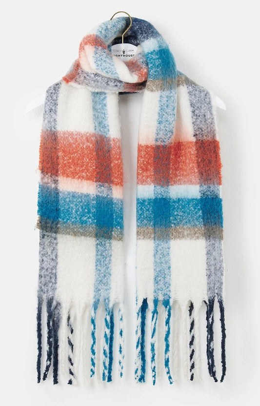 Lighthouse Check Scarf - Rust / Deep Teal / Mocha