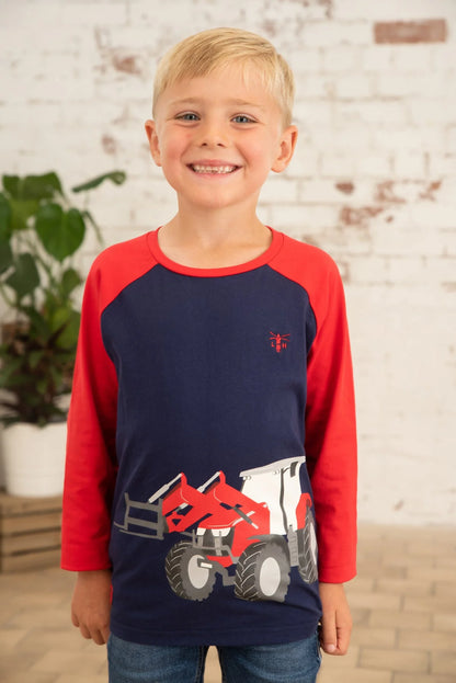 Lighthouse Kids 'Mason' Long Sleeve Front Loader Print Tee - Red