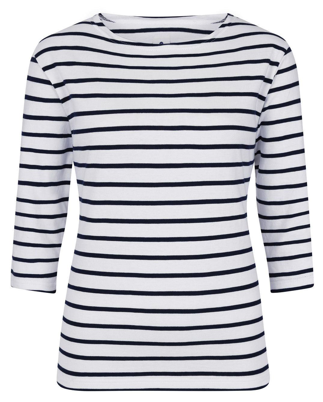 Mousqueton Womens Minety Stripe 3/4 Sleeve T-Shirt - White / Dark Navy