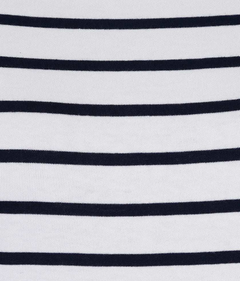 Mousqueton Womens Minety Stripe 3/4 Sleeve T-Shirt - White / Dark Navy