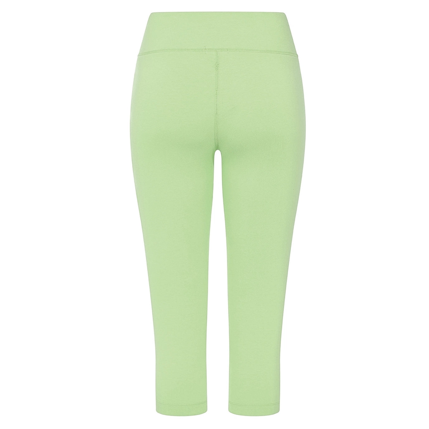 Front view of womens Mudd & Water Island crop leggings in light Opaline green on a white background