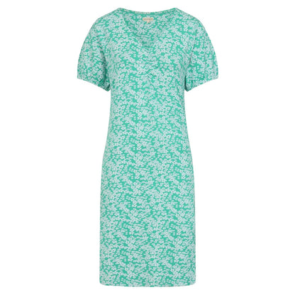 Front view of a Mudd and Water womens Florina floral dress mint with short sleeves and fitted silhouette