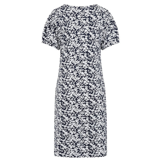 Mudd and Water womens Florina floral Navy dress with short sleeves and white flower pattern