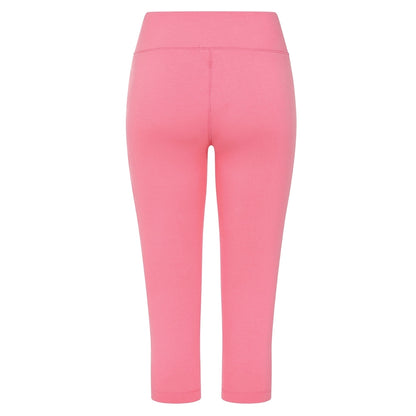 Back view of womens Mudd & Water crop Island Leggings in Pink on a white background