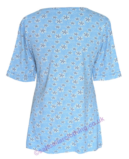 Mudd and Water Womens Kendal Top Geo Print Blithe Blue