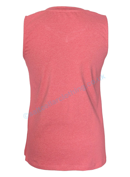 Back view of a coral marl womens Mudd & Water sleeveless Meander vest on a white background