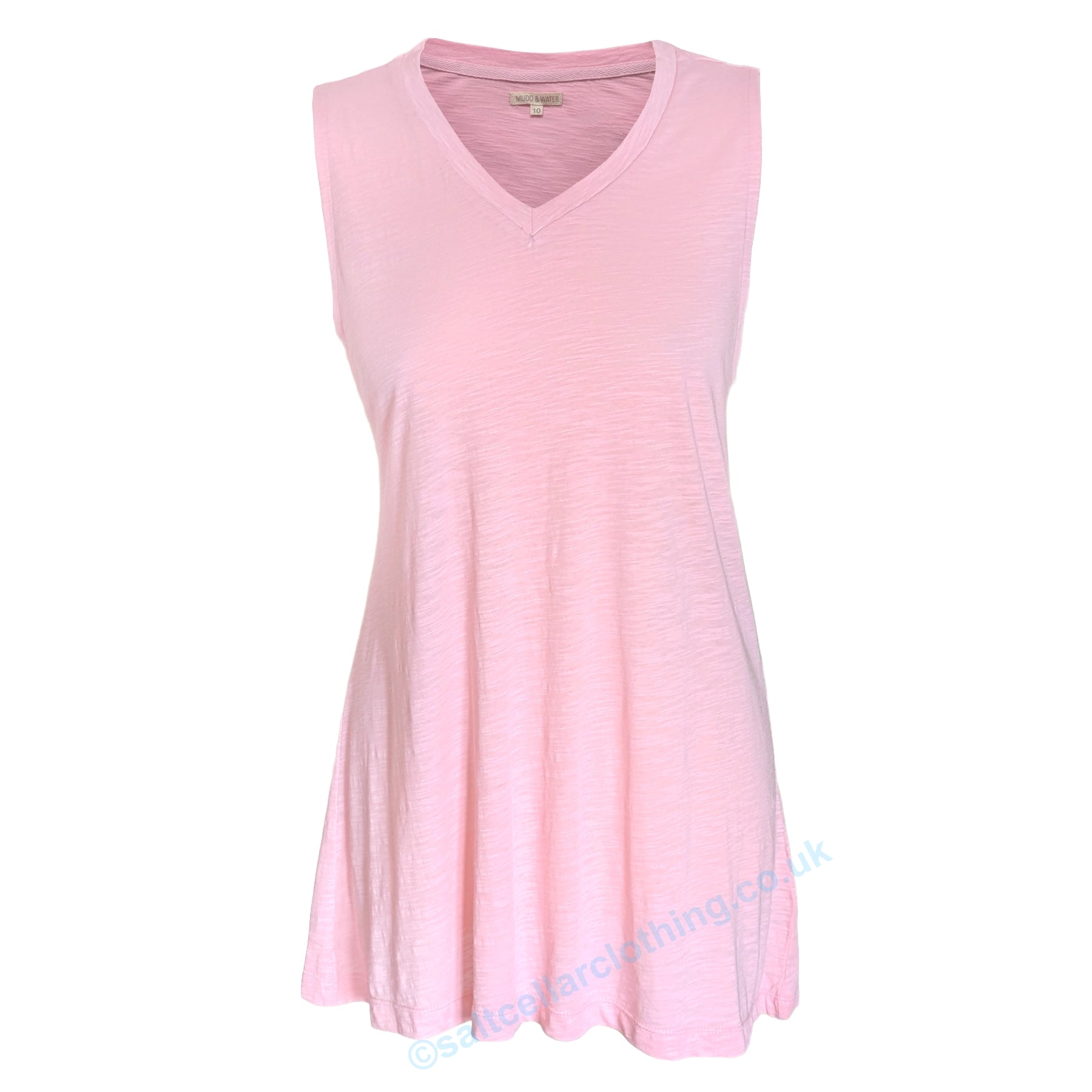 Front view of a Mudd & Water womens Rozela sleeveless vest in Candy Pink on a white background